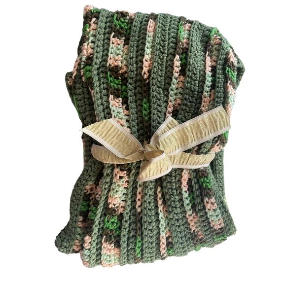Handmade Other - Small Handmade Crochet Green Blanket 12" x 50"